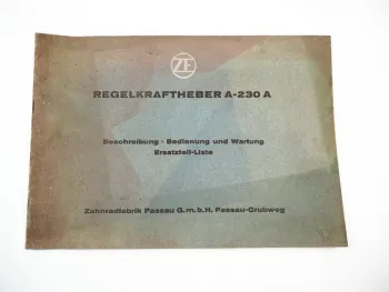 ZF A230A A-230A Regelkraftheber Betriebsanleitung Ersatzteilliste 1966