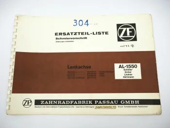 ZF AL-1550 Lenkachse Ersatzteilliste Schlüter Eicher Lindner Hürlimann 09/1972