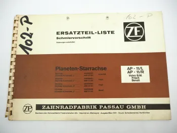 ZF AP-11/L R Planetenstarrachse Ersatzteilliste Volvo BM Frisch Benati 03/1974