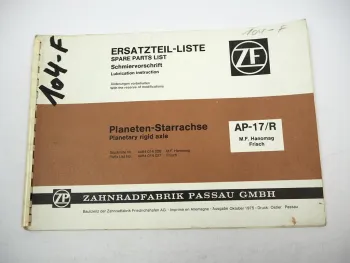 ZF AP-17/R Planeten Starrachse Ersatzteilliste MF Hanomag Frisch Parts List 1975