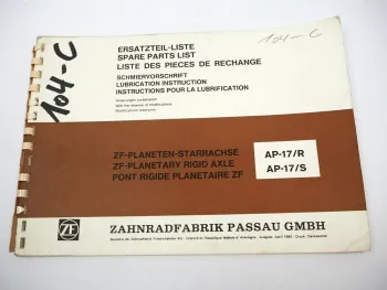 ZF AP-17/R/S Planeten Achse Ersatzteilliste MF Hanomag Frisch Benati Cogema 80