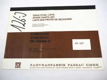 ZF AP-407 Planeten Achse Ersatzteilliste Hanomag Liebherr Parts List 07/1987