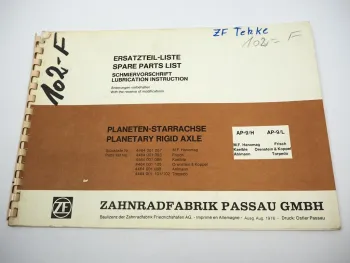 ZF AP-9/H/L Achse Ersatzteilliste MF Hanomag Kaeble O&K Frisch Ahlmann Torpedo
