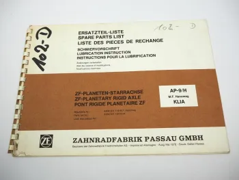 ZF AP-9/H Planeten Achse Ersatzteilliste Hanomag Massey Ferguson Klia Parts List