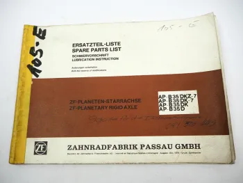 ZF AP-B 35/D DK DKZ-7 Starrachse Ersatzteilliste Liebherr Gottwald Parts List 79