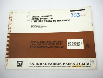 ZF AP-B 35/DK DK-7 Starrachse Ersatzteilliste Harnischfeger Parts List 02/1980