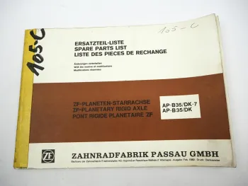 ZF AP-B 35/DK DK-7 Starrachse Ersatzteilliste Harnischfeger Parts List 02/1980