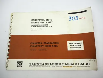 ZF AP-B 35/DK DK-7 Starrachse Ersatzteilliste Harnischfeger Parts List 03/1978