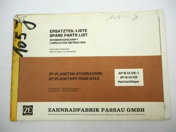 ZF AP-B 35/DK DK-7 Starrachse Ersatzteilliste Harnischfeger Parts List 11/1978