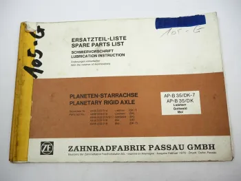 ZF AP-B 35/DK DK-7 Starrachse Ersatzteilliste Liebherr Gottwald Mol Parts List 76