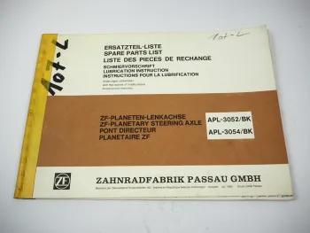 ZF APL-3052 3054 /BK Lenkachse Ersatzteilliste Deutz Fendt Schlüter IHC Renault #1