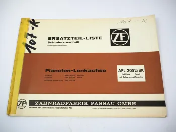 ZF APL-3052/BK Planetenlenkachse Ersatzteilliste Schlüter Fendt Traktoren 1974