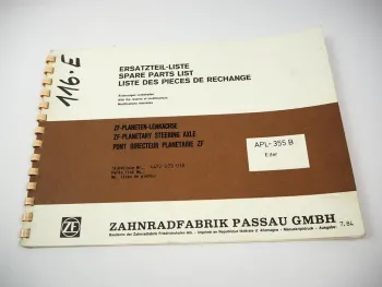 ZF APL-355 B Planetenlenkachse Ersatzteilliste Eder Baumaschinen Parts List 1984