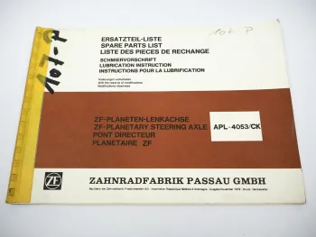 ZF APL-4053/CK Planetenlenkachse Ersatzteilliste Schlüter Fendt Renault 1979