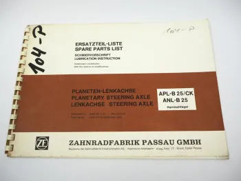 ZF APL-B 25/CK ANL-B 25 Lenkachse Ersatzteilliste Harnischfeger Parts List 1977