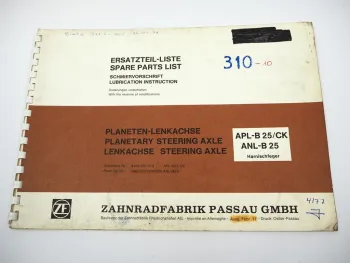 ZF APL-B 25/CK ANL-B 25 Lenkachse Ersatzteilliste Harnischfeger Parts List 1977