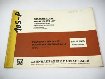 ZF APL-B 35/D Planetenlenkachse Ersatzteilliste Parts List Harnischfeger 1976