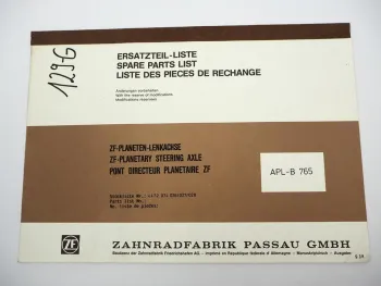 ZF APL-B 765 Planetenlenkachse Ersatzteilliste Liebherr Eder Parts List 09/88