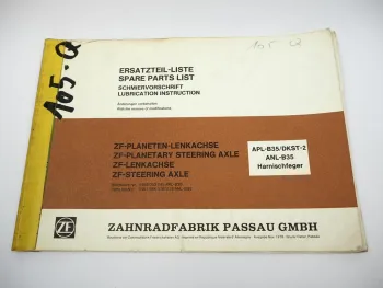ZF APL-B35/DKST-2 ANL-B35 Lenkachse Ersatzteilliste Harnischfeger Parts List 78