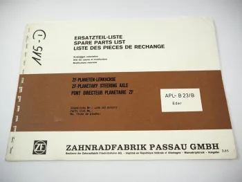ZF APL- B 23/B Planetenlenkachse Ersatzteilliste Eder Baumaschinen Parts List 85