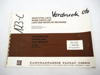 ZF AV-225 Starrachse 1AVG 65 Getriebe Ersatzteilliste Zettelmeyer Parts List 88