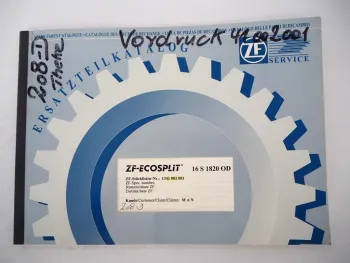 ZF Ecosplit 16 S 1820 OD Getriebe Ersatzteilliste MAN LKW TG-A Parts List 05/02