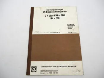 ZF Hydromedia Wendegetriebe 3 4 & 6 WG -200 HN-500 Bedienungsanleitung Krupp 90