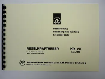 ZF KR-25 Regelkraftheber Bedienung Wartung Ersatzteilliste KHD Deutz Traktor