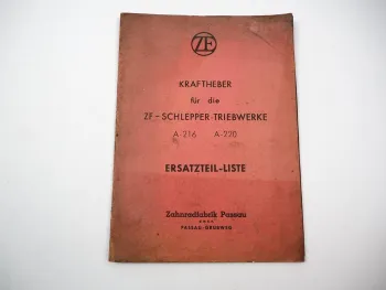 ZF Kraftheber für Schlepper Triebwerk A-216 A216 A-220 A220 Ersatzteilliste 1959