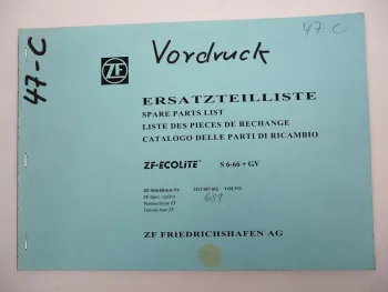 ZF S 6-66 Ecolite Getriebe + GV Ersatzteilliste Volvo FL614 LKW Parts List 5/93