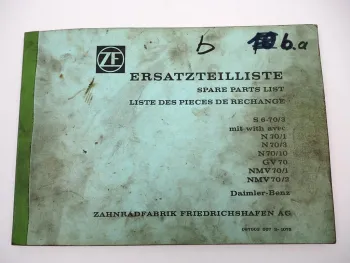 ZF S 6 - 70/3 Synchroma Getriebe Ersatzteilliste Daimler-Benz Parts List 10/75