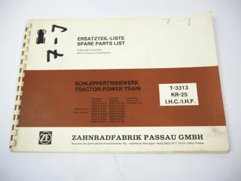 ZF T-3313 Schleppertriebwerk Ersatzteilliste mit KR-25 Kraftheber IHC / IHF 1977