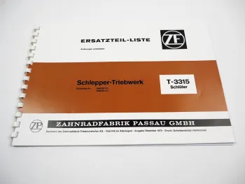 ZF T-3315 Schlüter Schlepper Triebwerk Ersatzteilliste Ersatzteilkatalog