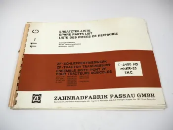 ZF T-3450 HD Schleppertriebwerk mit KR-25 Kraftheber Ersatzteilliste IHC 1981
