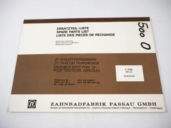 ZF T-3550 Schleppertriebwerk mit KR-25 Kraftheber Ersatzteilliste Schlüter 1991
