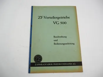 ZF VG 500 Verteilergetriebe Betriebsanleitung Bedienungsanleitung