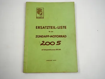Zündapp 200S Motorrad Ersatzteilliste Ersatzteilkatalog 1957