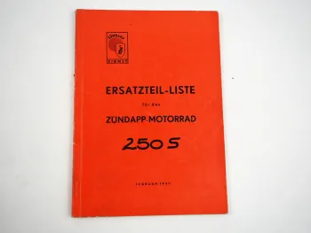 Zündapp 250S Motorrad Ersatzteilliste Ersatzteilkatalog 1957