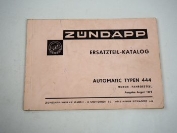 Zündapp Automatic Mofa 50 ccm Typen 444 Ersatzteilliste Ersatzteilkatalog 1972