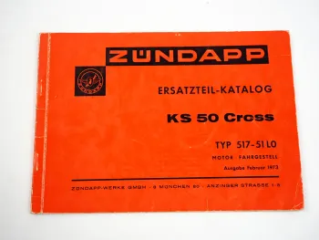 Zündapp KS50 Cross Typ 517-51L0 Motorrad Ersatzteilliste Ersatzteilkatalog 1973
