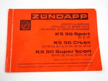 Zündapp KS50 Sport Cross Supersport Motorrad Ersatzteilliste 1975