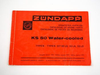 Zündapp KS50 Typ 517 50L0 50LA 52L0 Watercooled Motorrad Ersatzteilliste 1975