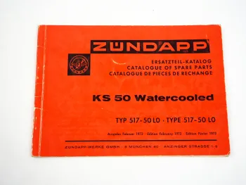 Zündapp KS50 Typ 517-50L0 Watercooled Motorrad Ersatzteilliste 1973