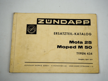 Zündapp Mofa 25 Moped M50 Typen 434 Ersatzteilliste Ersatzteilkatalog 1977
