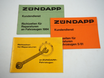 Zündapp Motorrad Richtzeiten für Reparaturen an Fahrzeugen 1978 bis 1984