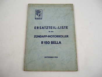 Zündapp R150 Bella Motorroller Ersatzteilliste Ersatzteilkatalog 1953